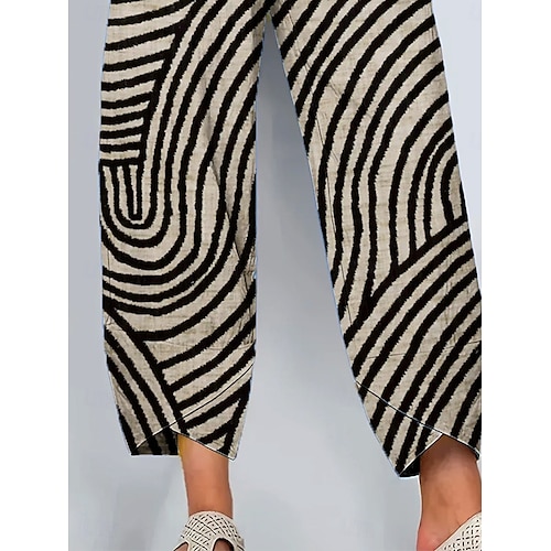  Per donna Gamba larga Chinos Pantaloni Larghi Vacanza Vintage Stile Etnico Lunghezza alla caviglia Vita Alta Grafico Geometrico A Pois Patchwork Coulisse Stampa Traspirante Inelastico All'aperto