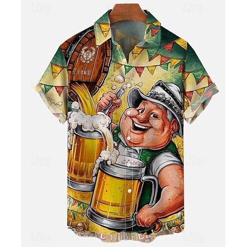 Bayerisch München Deutsch Hawaii-Hemden Aloha-Hemd Bier Grafik für Herren Erwachsene 3D-Druck  für Karneval Oktoberfestbier Urlaub Party
