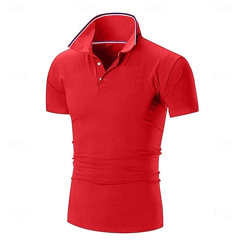  Per uomo Maglia da golf Polo Piqué Affari Casuale Colletto Polo a Coste Manica Corta Moda Essenziale Tinta unica Bottoni Estate Primavera & Autunno Vestibilità regolare Nero Rosa Bianco Giallo Verde