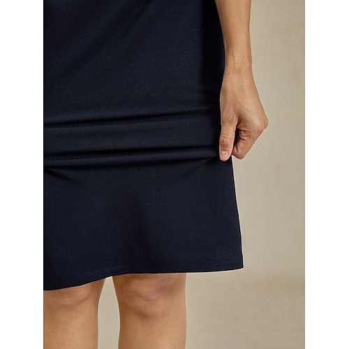  Dámské Midi šaty Plášťové šaty Elegantní Běžný Pevná barva Poloviční rukáv Tričkový Námořnická modř Léto Jaro