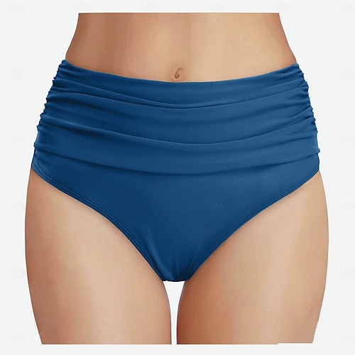 Femmes Shorts de bain Bas de bikini taille haute Séchage Rapide Léger Respirant Bas Taille haute Froncé Natation Plage Sports Nautiques Couleur Unie Été
