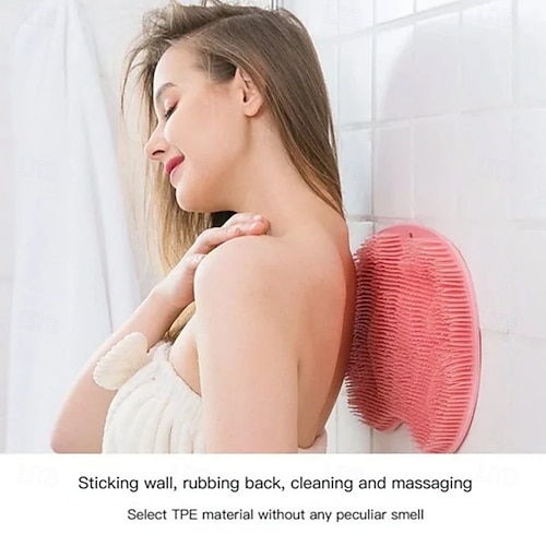  Duschfot- och ryggskrubber, massagedyna – handsfree silikonkroppsskrubber med sugkoppar, väggmonterad exfoliering för rygg- och fotrengöring, 1 st.