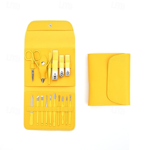  16 in1 Professional Nail Clippers Pedicure Kit Manicure Set , Stainless Steel Nail Care Tools Grooming Kit with Luxurious Travel Leather Case for Thick Nails Men Women Gift