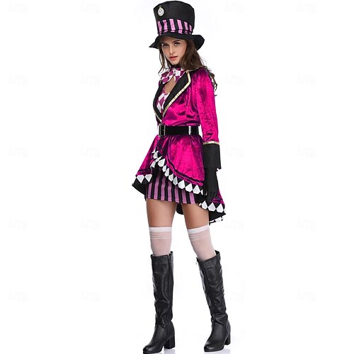  Alice in Wonderland El sombrerero loco Vestidos Abrigo Personajes de cuentos de hadas Cosplay Cosplay de película for Mujer Adulto Víspera de Todos los Santos Carnaval Día Mundial del Libro