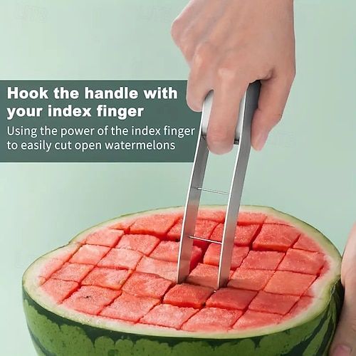  Trancheuse à pastèque en acier inoxydable 304, coupe-fruits rapide en 5 secondes, outil de cuisine durable pour trancher et couper en dés facilement la pastèque