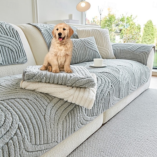  כיסוי ספה גיאומטרי מודרני לחיות מחמד לכלבים רך קטיפה נגד החלקה מגן ספה כיסוי ספה ידידותי לחיות מחמד