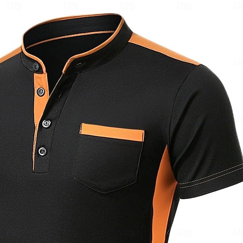  Homme Chemise Henley T-shirt Haut Henley Manche Courte Couleur Unie Uni Mode Designer Occasionnel Bloc de Couleur Boutons Henley Extérieur Occasionnel Quotidien Été Toutes saisons Noir Blanche bleu