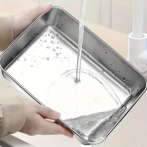  Set di 3 contenitori per alimenti in acciaio inossidabile, senza BPA, riutilizzabili, facili da pulire, design impilabile per frutta, carne, verdura, frigorifero e dispensa.