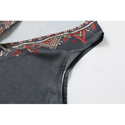  Pentru femei Bluză occidentală Cămașă Boho Bluză Floare Modern Boho Fără manșon În V Topuri obișnuite Zilnic Concediu Ieșire Imprimeu Negru Trifoi Gri Închis Vară