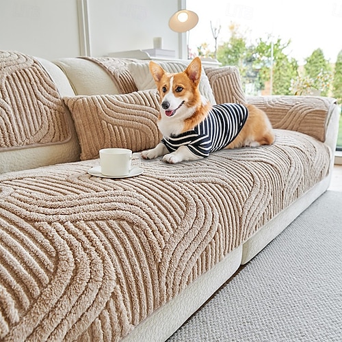  כיסוי ספה גיאומטרי מודרני לחיות מחמד לכלבים רך קטיפה נגד החלקה מגן ספה כיסוי ספה ידידותי לחיות מחמד