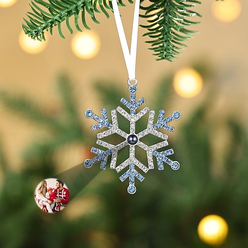  Ornement de projection de flocon de neige photo personnalisé de Noël, cadeau commémoratif personnalisé, breloque pour arbre de Noël, décoration suspendue, cadeau de Noël pour elle/lui/famille