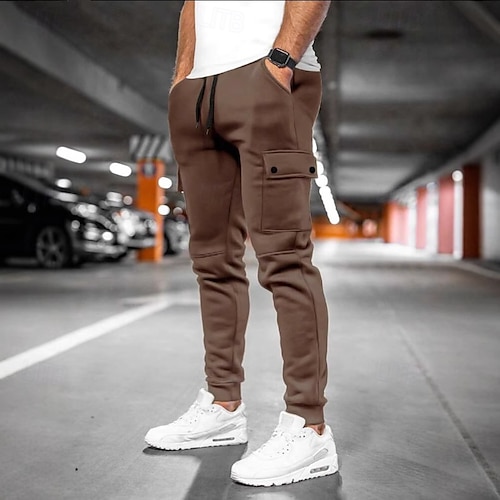 Pantalon Loose Pantalon Cargo Jogging Homme - Poches Multiples, Taille élastique, Bas Large, Polyester Bas Large Décontracté