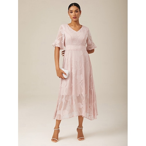  Femmes Robe maxi Robe de Cocktail Robe d'invité de mariage Robe Semi-Formelle Robe trapèze Élégant Travail Anniversaire Manche flottante robe demoiselle d honneur Cocktail Soirée Formelle Coupe