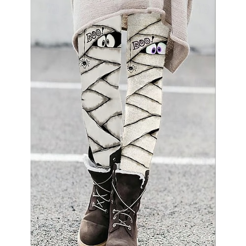  Damen Leggings Urlaub Vintage Mode Knöchellang Hohe TaillePantsHalloween Grafik Halloween Drucken Weich Atmungsaktiv Dehnbar Formell Outdoor Urlaub Schwarz Grün Asche Schwarz und Dunkelgrau Schwarz 1