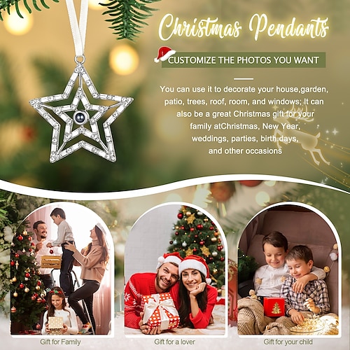  Ornement de projection d'étoile photo personnalisé, cadeau commémoratif personnalisé, breloque pour arbre de Noël, décoration suspendue, cadeau de Noël pour elle/lui/famille