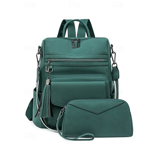Women\'s Faux Leather Backpack Purse Set with Wallet, Large Capacity Travel Vansarto Women Fashion Zipper Medium Backpack Purse Faux  main image 4