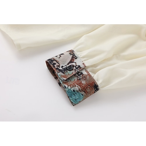  Dame Vestlig bluse Boho skjorte Bluse Blomsternål i krystall Moderne Bohem Langermet Løse skuldre Vanlige topper Daglig Ut på byen Trykt mønster Aprikos Sommer