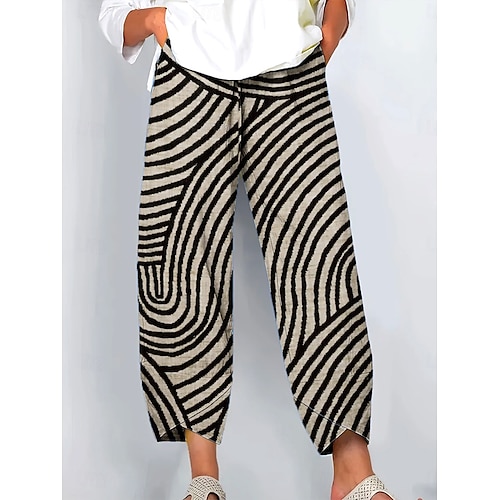  Per donna Gamba larga Chinos Pantaloni Larghi Vacanza Vintage Stile Etnico Lunghezza alla caviglia Vita Alta Grafico Geometrico A Pois Patchwork Coulisse Stampa Traspirante Inelastico All'aperto