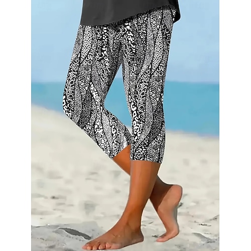  Dame Leggings Ferie Årgang Etnisk stil Capris Høy Midje Grafisk Abstrakt comfy Hurtigtørkende Pusteevne Elastisk Formell utendørs Feriereise Svart Sommer Vår Mager