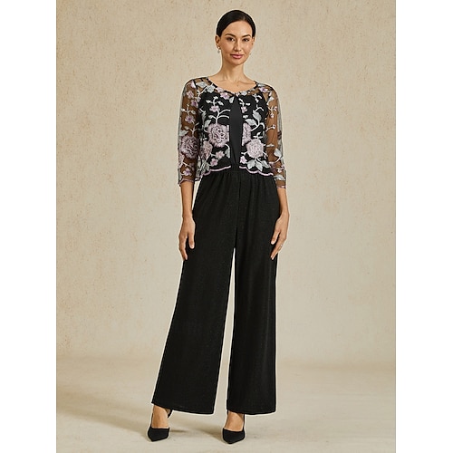  Women's Bootcut Elegant Classic & Timeless Sparkle Full Length High Waist High Elasticity Black Summer Spring Fall
