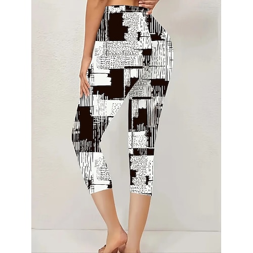  Dame Leggings Ferie Årgang Etnisk stil Capris Høy Midje Grafisk Abstrakt comfy Utendørs Bekvem Elastisk utendørs Feriereise Avslappet Svart Sommer Vår Mager