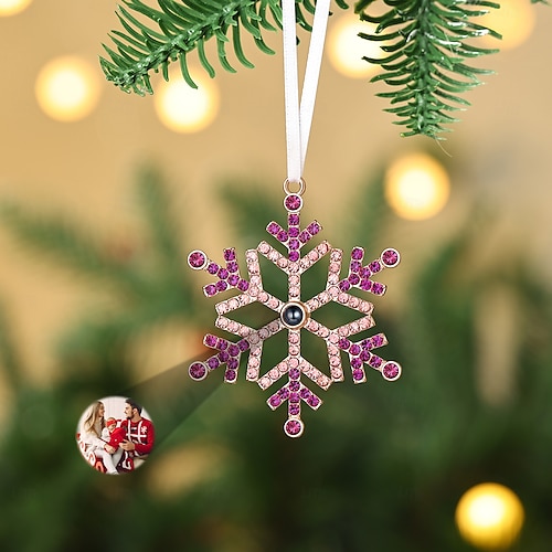  Ornement de projection de flocon de neige photo personnalisé de Noël, cadeau commémoratif personnalisé, breloque pour arbre de Noël, décoration suspendue, cadeau de Noël pour elle/lui/famille