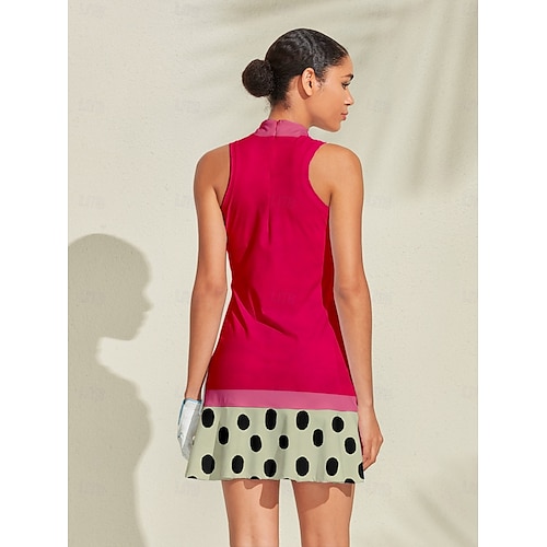  Dames golf jurk Rode roos Mouwloos Dames golfkleding kleding outfits draag kleding