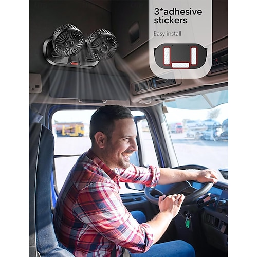  Car Fan Dual Head,USB Fan for Car - Brushless Motor(2025 Upgraded),Car Fans that Blow Cold Air - 3 Speeds, 360 Rotation, for Car Dashboard, SUV/RV/Truck/Sedan/Cruise/Office