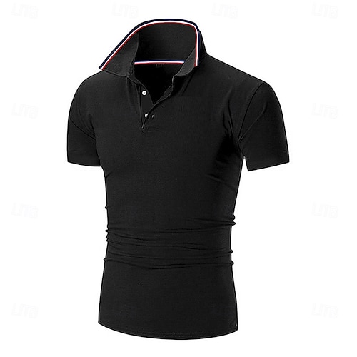 Per uomo Maglia da golf Polo Piqué Affari Casuale Colletto Polo a Coste Manica Corta Moda Essenziale Tinta unica Bottoni Estate Primavera & Autunno Vestibilità regolare Nero Rosa Bianco Giallo Verde