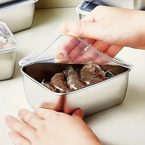  7 контейнеров для хранения продуктов из нержавеющей стали с откидными крышками, герметичные, складывающиеся в стопку, для кемпинга, пикника, дома, офиса и школьных обедов