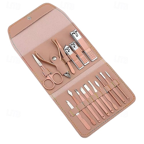  16 in1 Professional Nail Clippers Pedicure Kit Manicure Set , Stainless Steel Nail Care Tools Grooming Kit with Luxurious Travel Leather Case for Thick Nails Men Women Gift
