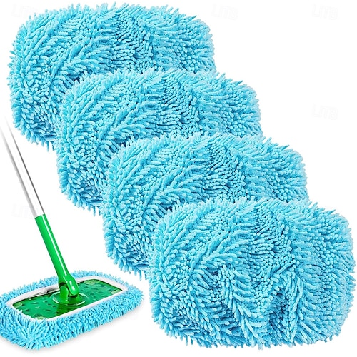  Ensemble de tampons de vadrouille en microfibre réutilisables Recharges de vadrouille lavables de 12 pouces pour nettoyage humide &nettoyage à sec, compatible avec la plupart des serpillères plates,