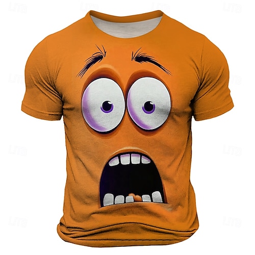  Men's Optical Illusion 3D T Shirt Short Sleeve T shirt 3D Print Crew Neck Shirt Fashion Exaggerated Daily Party Street Casual Yellow Red Blue Summer Spring All Seasons Clothing Apparel S M L XL XXL