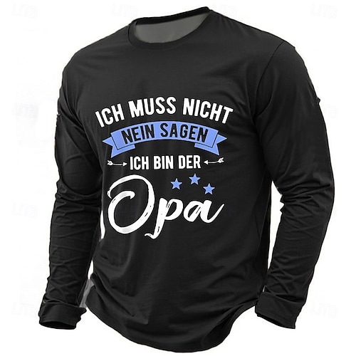  Férfi nagypapa Német Póló Hosszú ujj póló Nyomtatott Terített nyak Kerek Ing Divat Napi Alap Utca Hétköznapi Napi Fekete Medence Lóhere Nyár Tavasz Minden évszak Ruházat S M L XL XXL XXXL