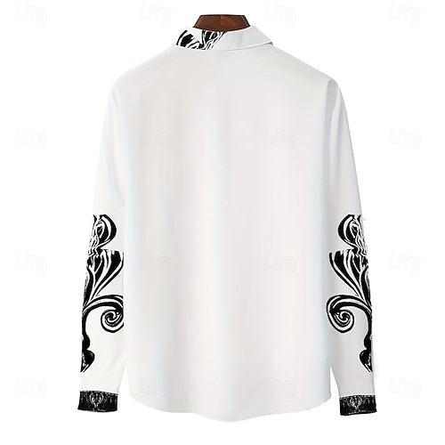  Hombre Geométrico Volutas Traje de Halloween Camisa Abotonar la camisa Camisa de vestir informal Manga Larga Estilo gótico oscuro Vacaciones Diario Ropa de calle Verano Primavera Cuello Vuelto