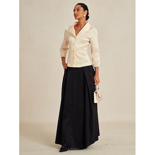  Mulheres Blusa Tops elegantes Tops de noite Elegante à moda Trabalho Decote V Convidado do casamento Trabalho Roupa de Trabalho Bege Primavera Outono Inverno