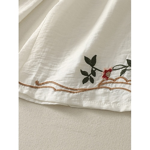  Mujer Pantalones de lino y algodón Chinos Estilo Étnico Básico Casual Longitud total Alta cintura Floral Bordado Bolsillo Cintura elástica Comodidad Al Aire Libre Microelástico Vacaciones Calle Diario