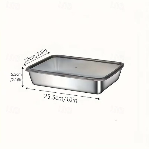  Set di 3 contenitori per alimenti in acciaio inossidabile, senza BPA, riutilizzabili, facili da pulire, design impilabile per frutta, carne, verdura, frigorifero e dispensa.