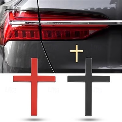 Autocollant Métal 3D Croix De Jésus-Christ - Pour Voiture, Valise, PC - Adhésif Puissant, Acier Inox - 5