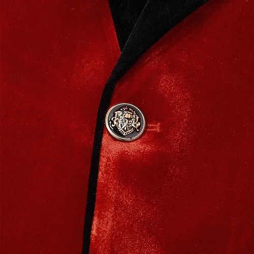  Miesten Blazer-takki Smokki Suljettava kaulus Joulu Vintage Sametti Yhtenäinen Blazer Rubiini Apila Normaali istuvuus Yksirivinen yksi nappi