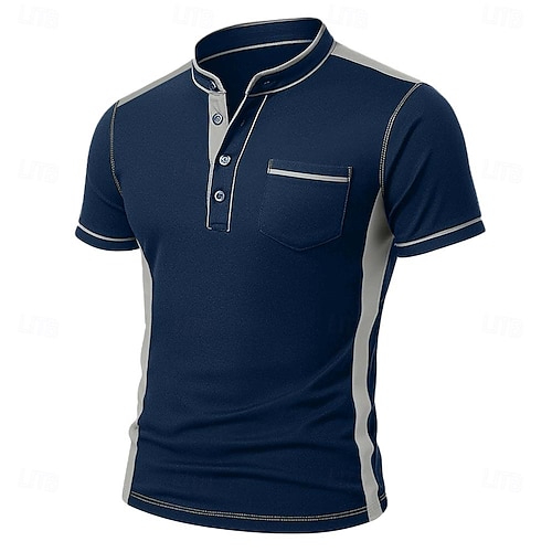  Herren Henley Hemd T-Shirt Henley Oberteil Kurzarm Einfarbig Einfach Mode Designer Lässig Farbblock Knöpfe Henley Outdoor Lässig Täglich Sommer Ganzjahres Schwarz Weiß Marineblau Henley T-Shirt