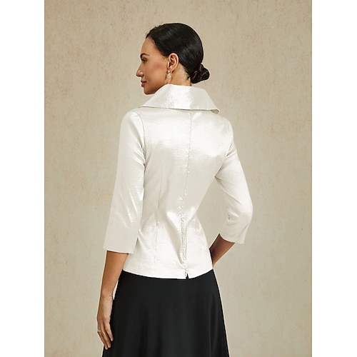  Dame Dressy topper Kveldstopper Elegant Stilfull Fritid V-hals Svart Sommer Høst