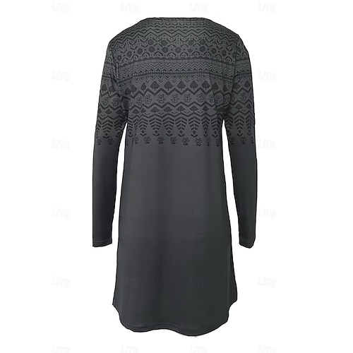  Naisten Midimekko Kotelomekko Tpaitamekko A linjainen mekko Urheilullinen mekko Loma Vapaa-aika Boheemi Päivittäin Normaali Kuvitettu Geometrinen Houndstooth-kuvio Pitkähihainen Tiukka pyöre