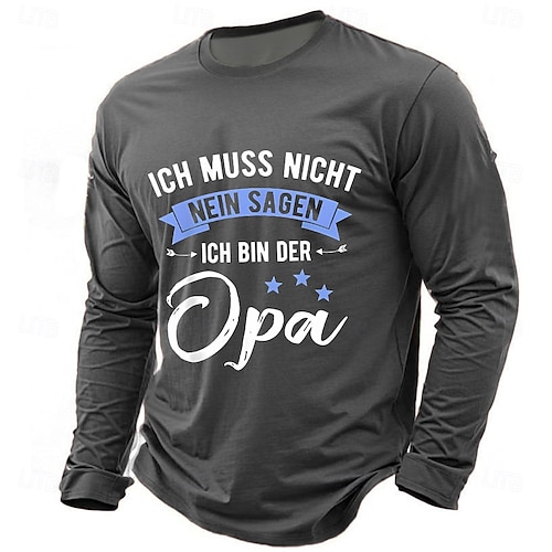  Férfi nagypapa Német Póló Hosszú ujj póló Nyomtatott Terített nyak Kerek Ing Divat Napi Alap Utca Hétköznapi Napi Fekete Medence Lóhere Nyár Tavasz Minden évszak Ruházat S M L XL XXL XXXL