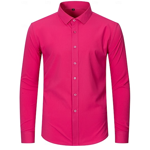 hot pink dress shirt mens Elvqul Mens Collar Shirts Casual Long Sleeve Hot Pink Shirts for Men, Men's, Size: XL