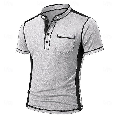  Herren Henley Hemd T-Shirt Henley Oberteil Kurzarm Einfarbig Einfach Mode Designer Lässig Farbblock Knöpfe Henley Outdoor Lässig Täglich Sommer Ganzjahres Schwarz Weiß Marineblau Henley T-Shirt