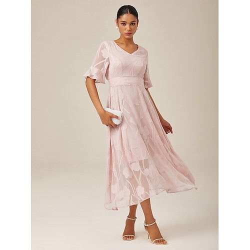  Femmes Robe maxi Robe de Cocktail Robe d'invité de mariage Robe Semi-Formelle Robe trapèze Élégant Travail Anniversaire Manche flottante robe demoiselle d honneur Cocktail Soirée Formelle Coupe