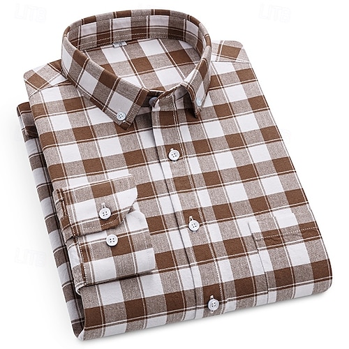mens brown check dress shirt Cutaway Check Shirt