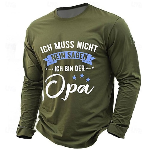  Férfi nagypapa Német Póló Hosszú ujj póló Nyomtatott Terített nyak Kerek Ing Divat Napi Alap Utca Hétköznapi Napi Fekete Medence Lóhere Nyár Tavasz Minden évszak Ruházat S M L XL XXL XXXL