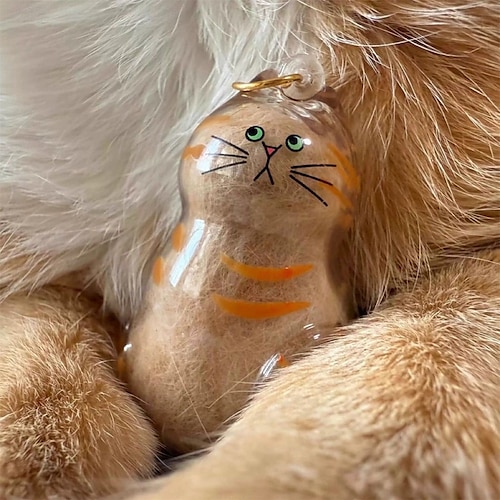  nøkkelring til samler av kattehår, oppbevaringsflaske til kjæledyrhår, minnegave til gjennomsiktig kapsel, nøkkelring til kattepels, anheng i gashapon-stil til veske, minnepynt til kjæledyr